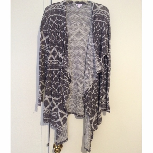 Grey/White Aztec Open Front Cardigan