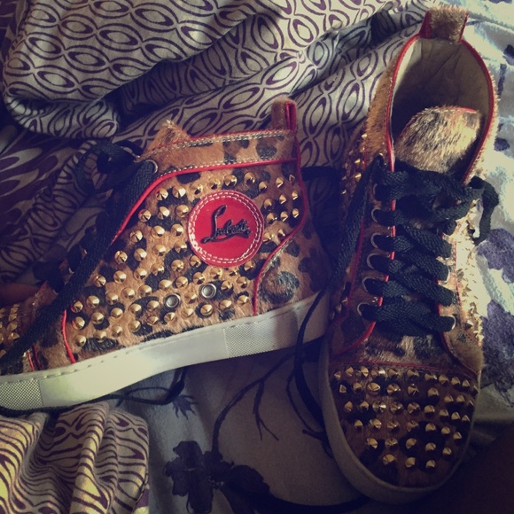 Christian Loubution Cheetah Spiked Sneakers