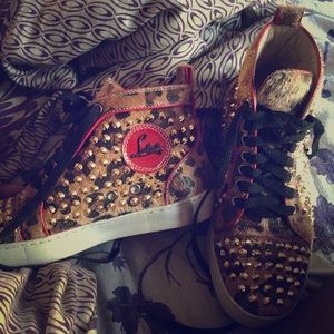 Christian Loubution Cheetah Spiked Sneakers