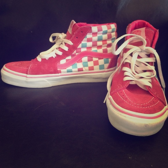 Pink Checkered Hi-Top Vans