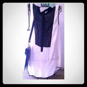 High low black and white tank