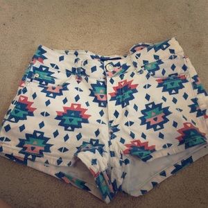 Tribal print high waisted shorts