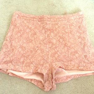 High waisted coral lace shorts
