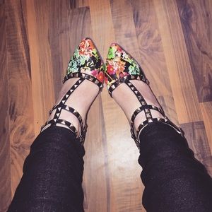cute floral print heels