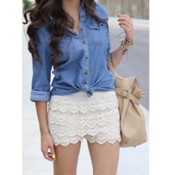 Beige lace shorts 2 LEFT CLEARANCE - Picture 3 of 3