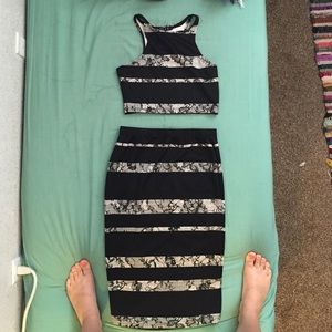 Two-piece skirt and cropped shirt set