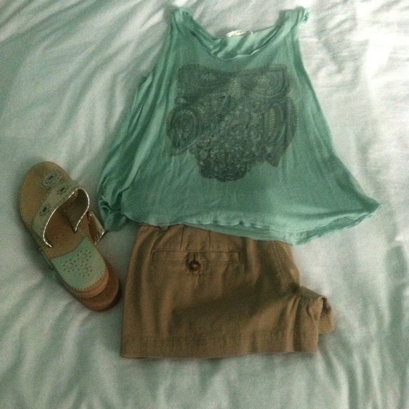 Mint Green Owl Tank Size Small - Picture 1 of 1