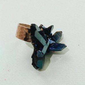 Blue rock geode ring