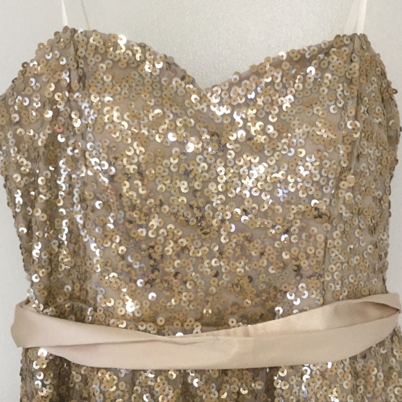 Strapless Gold Sequin Dress - Picture 2 of 4