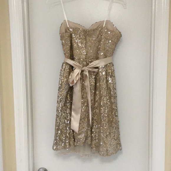 Strapless Gold Sequin Dress - Picture 3 of 4