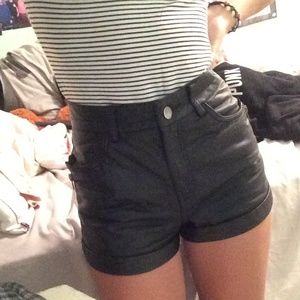 Faux leather high waisted shorts