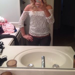 White lace off shoulder top