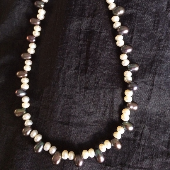 Genuine White and Grey Pearl Necklace