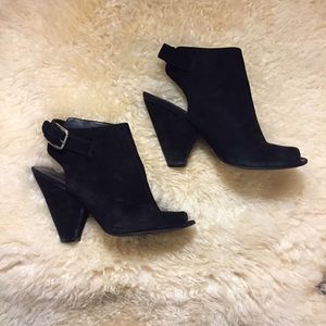 Nine West suede peep toe booties