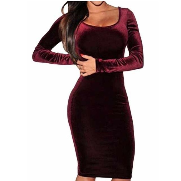 Plum Velvet Midi Dress