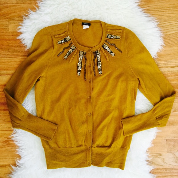 🔱SOLD 🔱J Crew Merino Wool Necklace Cardigan - Picture 2 of 4