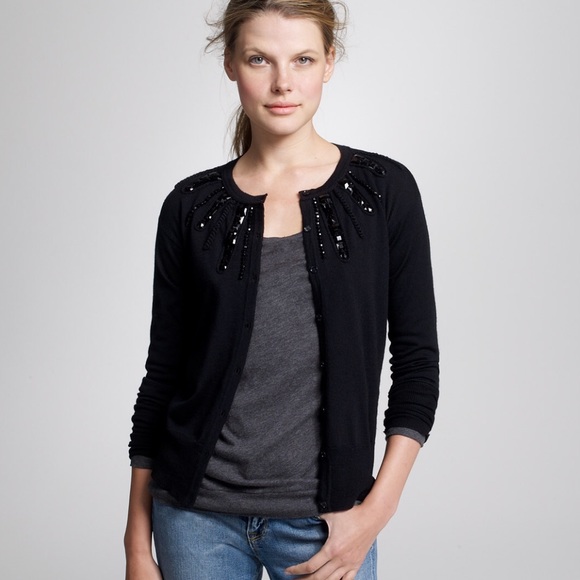 🔱SOLD 🔱J Crew Merino Wool Necklace Cardigan - Picture 4 of 4