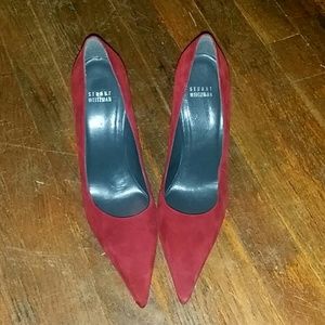 STUART WEITZMAN red suede pumps