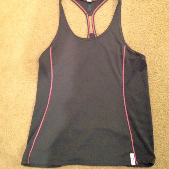 Gray and pink under armour tank top