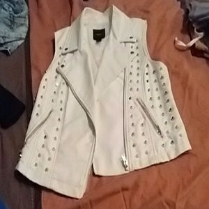 Leather look white vest