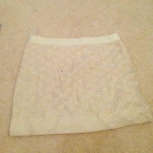 JCREW creme lace skirt