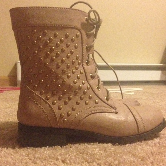 Tan combat boots