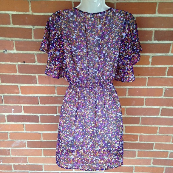 NWT Purple Floral Chiffon Tunic Size S - Picture 3 of 4