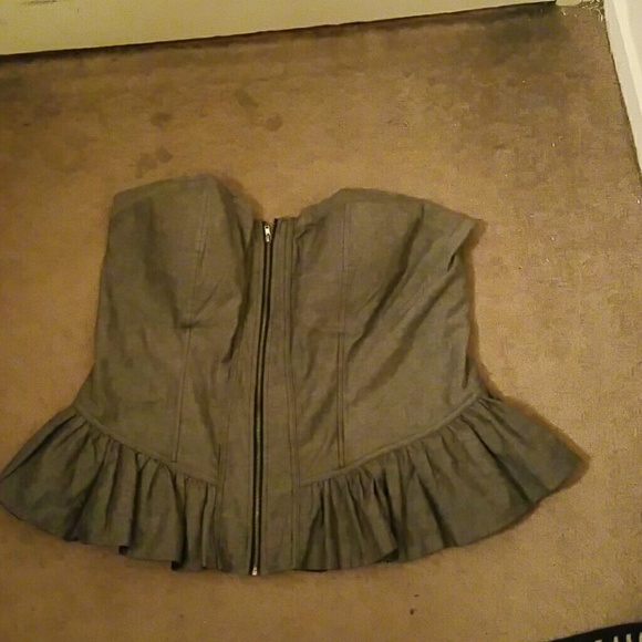 Light Grey Denim Peplum Corset