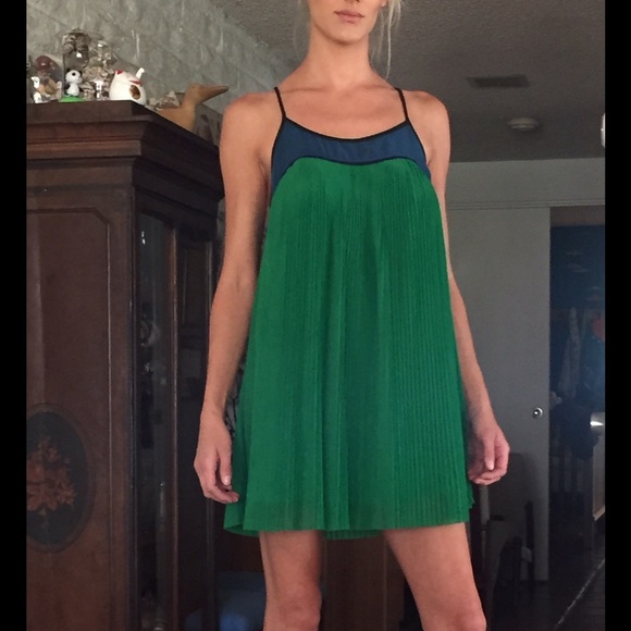 Cooperative green and blue dress