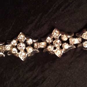 Vintage rhinestone bracelet, silver tone