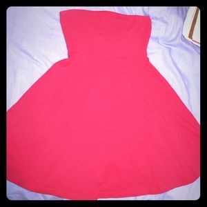 Hot pink strapless dress