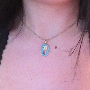 gold necklace with turquoise detail