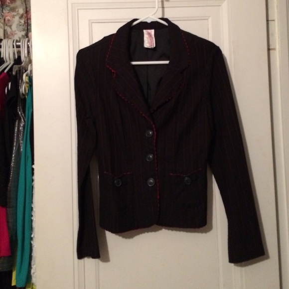 Red and black pinstriped jacket