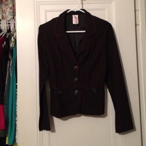 Red and black pinstriped jacket