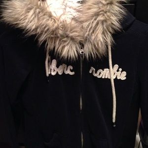 Navy blue fur Abercrombie jacket