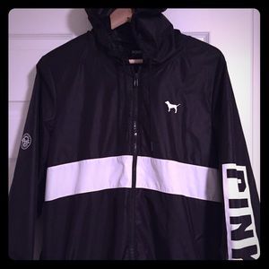 Victoria's Secret Pink Black Windbreaker Jacket