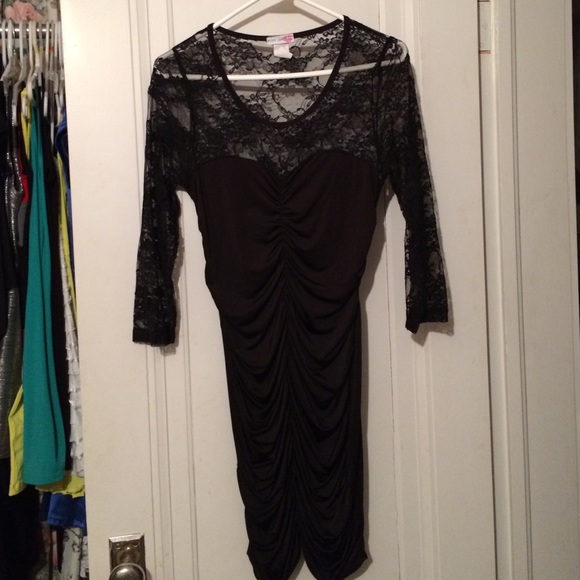 Low back black dress