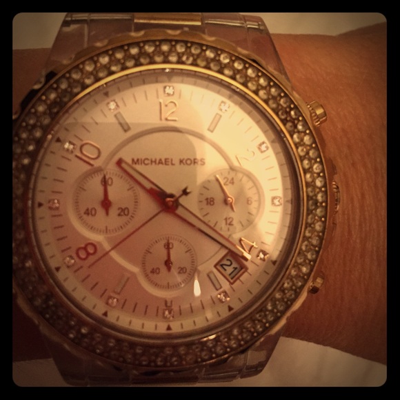 Michael Kors watch rose gold worn