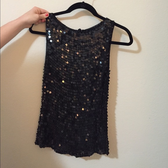 Black sequined top