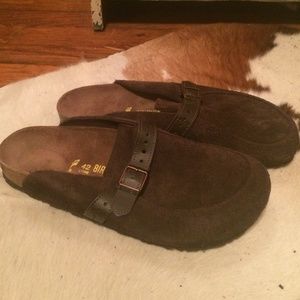 Birkenstock brown suede clog