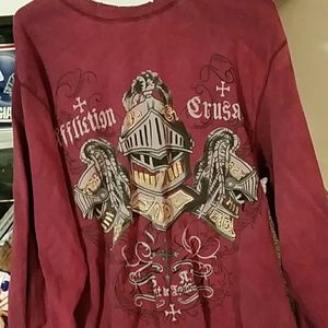 Affliction men's distressed long sleeve shirt