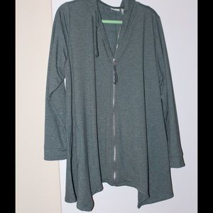 Green Hooded Zip Jacket/Shirt w/Sharkbite Hem