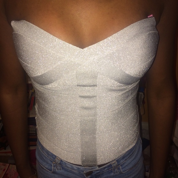 BeBe strapless sparkled shirt