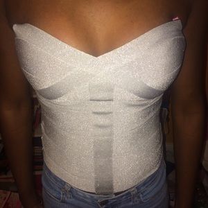 BeBe strapless sparkled shirt