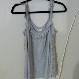 Grey tank top, sexy lace sides