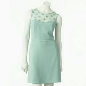 LC Lauren Conrad Teal Dress with Polka Dot Mesh