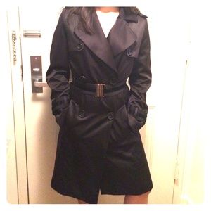 Black satin peacoat
