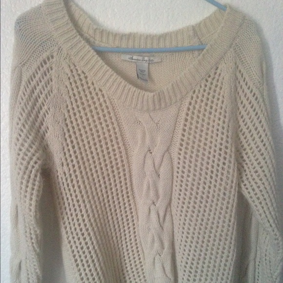 Cream v neck sweater