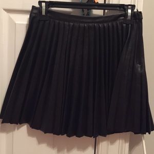 Pleated leather skirt