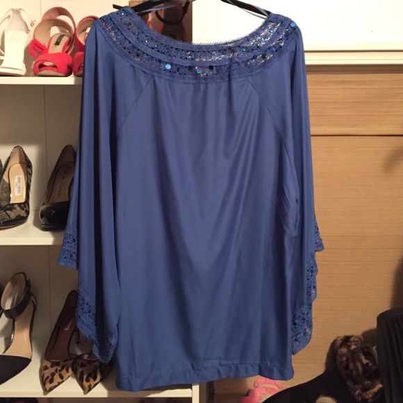 Cobalt blue dress with bell sleeves